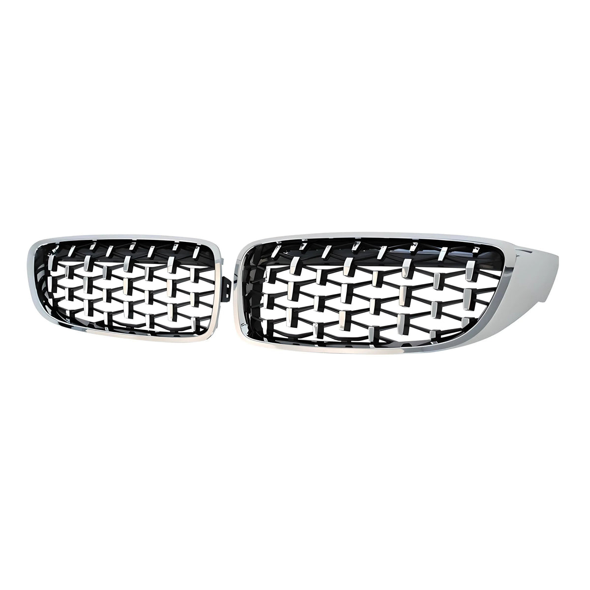 Diamond Front Grill with Chrome Frame – Chrome – Compatible with BMW 3 Series F30 2012-2018 – Front